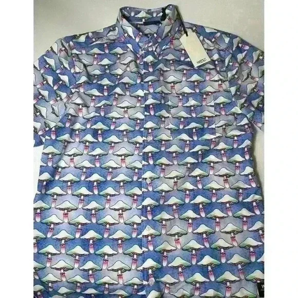 WESC Shroomspiracy Short Sleeve Button Shirt Men’s Medium - Picture 9 of 10